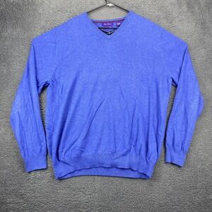 Alan Flusser Cotton Cashmere V-Neck Sweater Pullover‎ Knit Top XXL